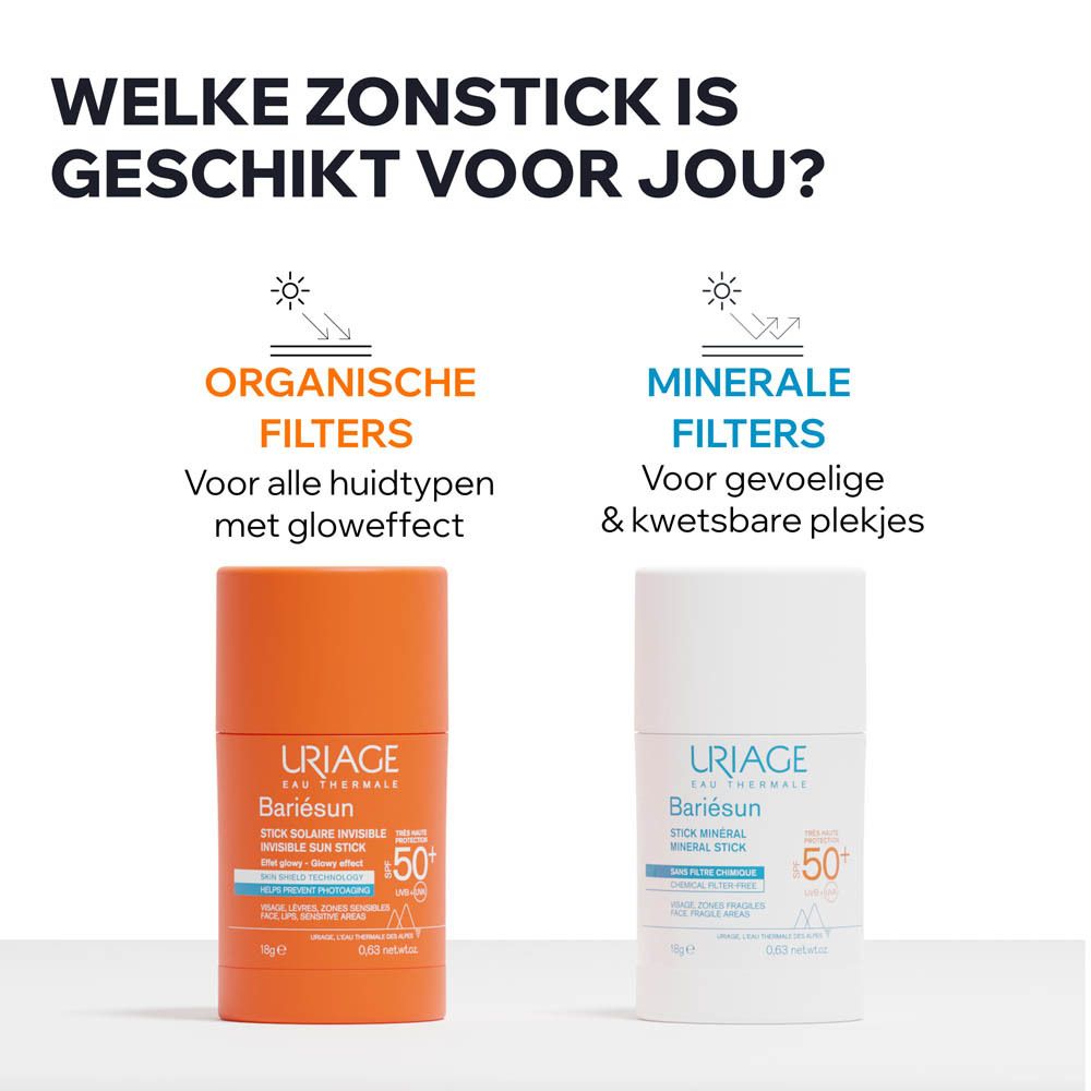 Uriage Bariésun Mineralstift SPF 50+. Aanbevolen door dermatologen. Beschermt gevoelige huid.