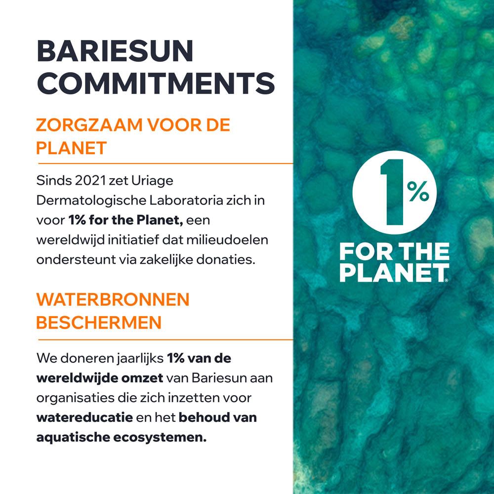 Uriage Bariésun Mineralstift SPF 50+. Productafbeelding met tekst. SPF 50+. Voor gevoelige huid.