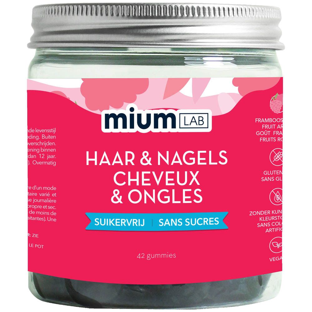 Mium Lab Haar & Nagels Gummis, suikervrij, 42 stuks.