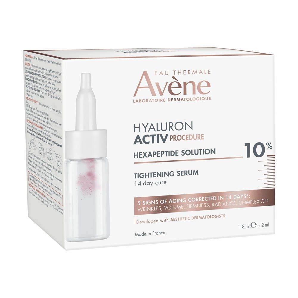 Verpakking met serumflesje. Opschrift: Eau Thermale Avène, Hyaluron Activ Procedure, 10%.