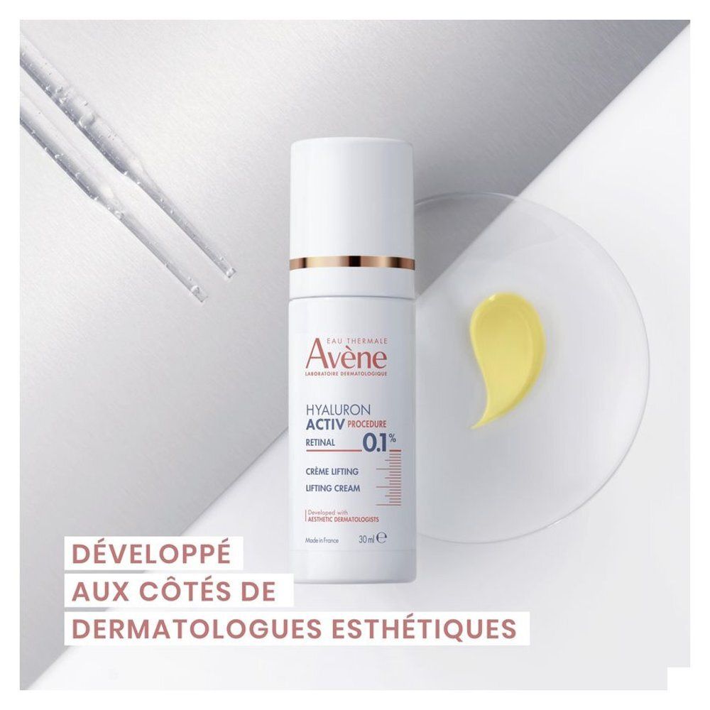 Emballage. Inscription: Eau Thermale Avène, Hyaluron Activ Procedure Retinal 0.1%, Crème lifting.
