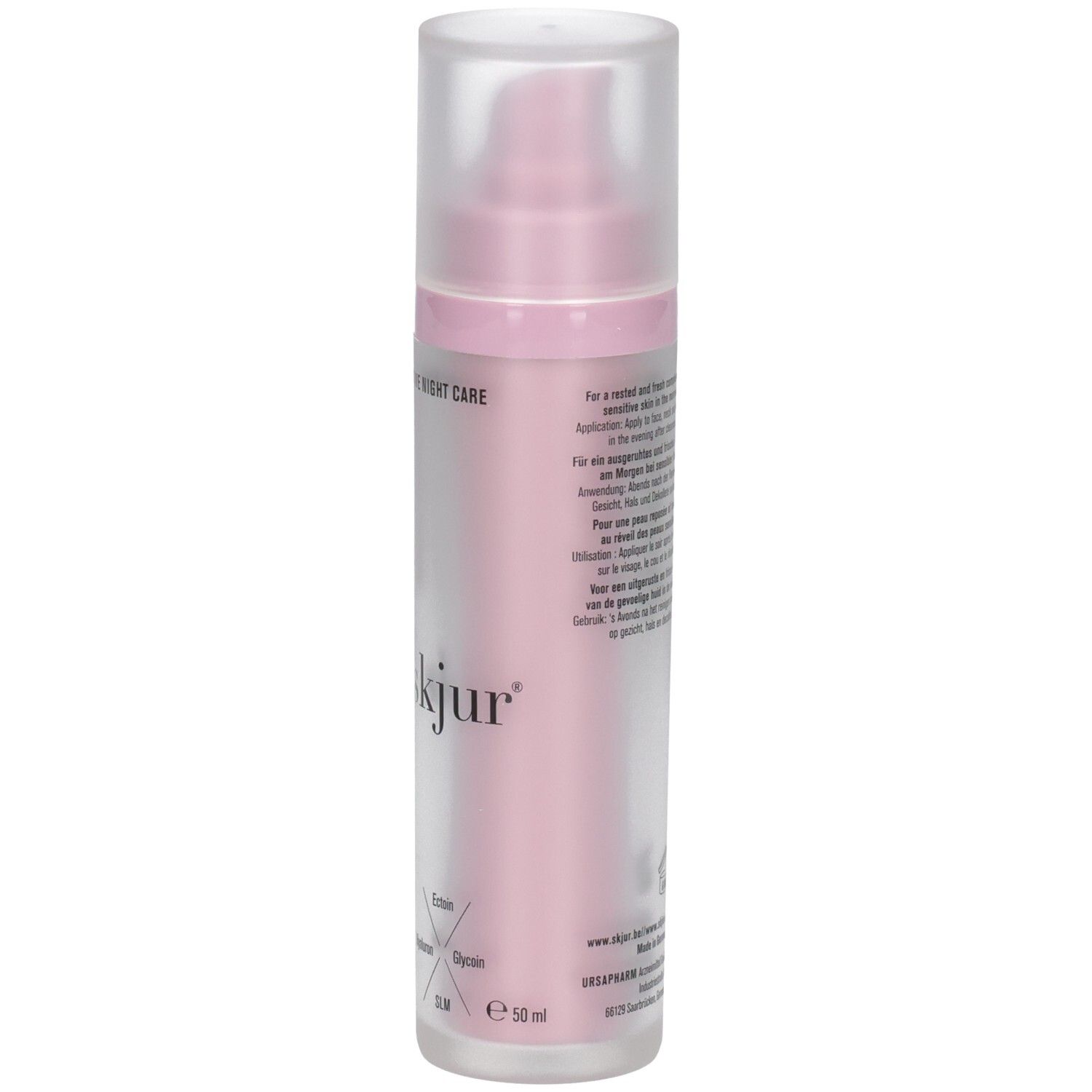Skjur Intensieve Nachtverzorging flacon met pompdispenser, roze, 50ml.