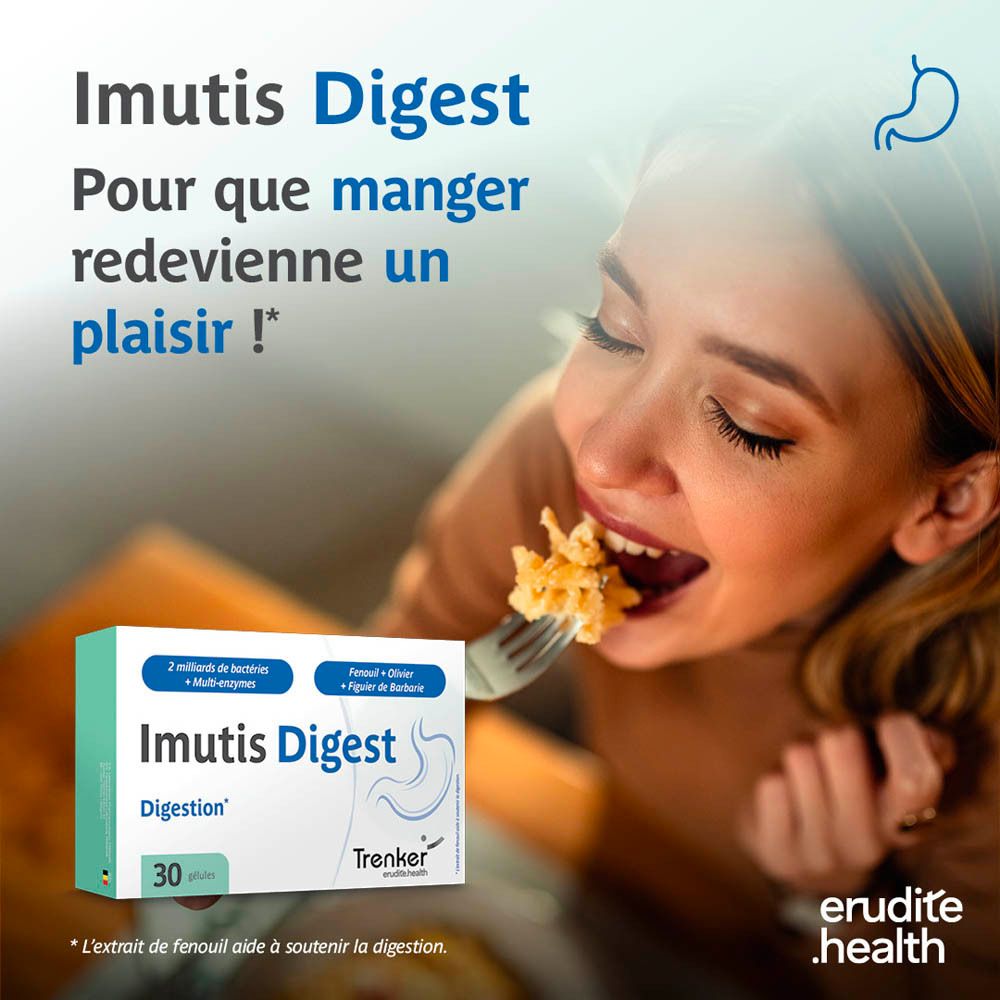 Boîte d'Imutis Digest, Trenker Laboratoires, avec symbole d'estomac.