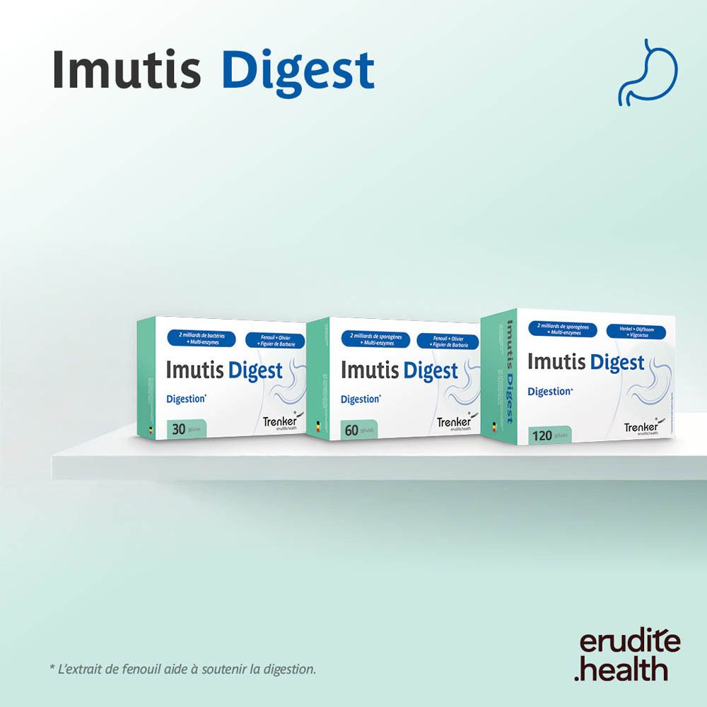 Boîte d'Imutis Digest, Trenker Laboratoires, avec symbole d'estomac.