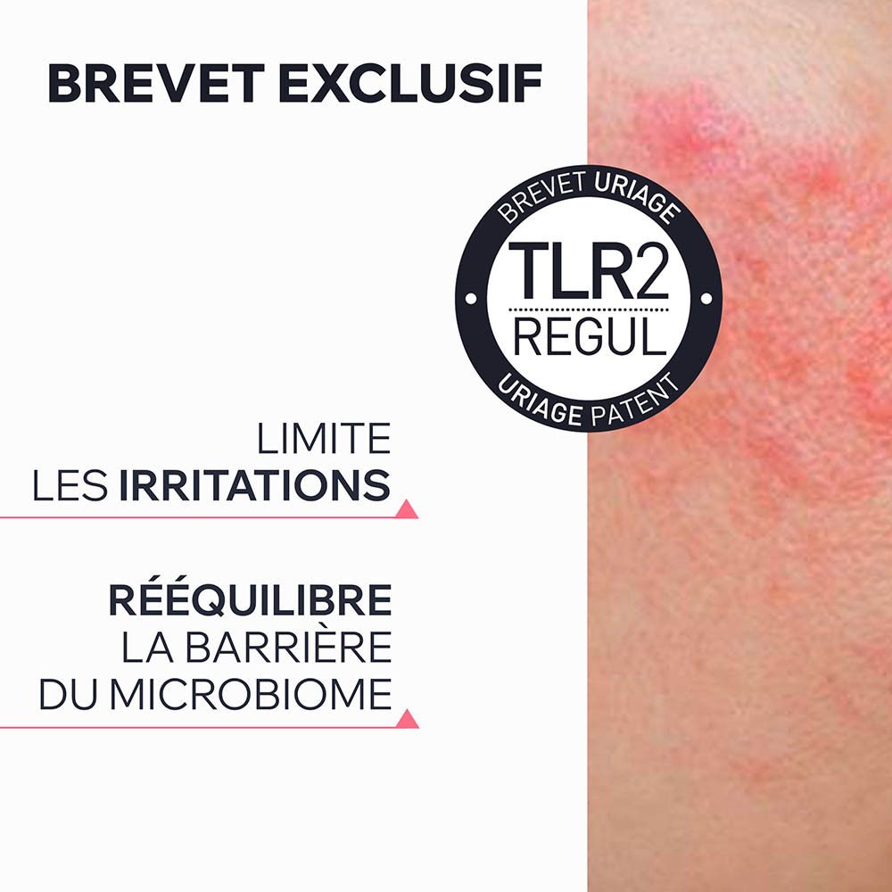 Peau avec rougeurs. Logo TLR2 Regul. Limite les irritations.