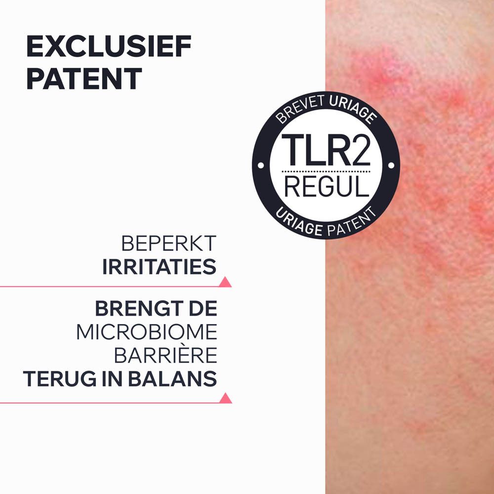 Huid met roodheid. TLR2 Regul patent. Beperkt irritaties. Herstelt de microbioom barrière.