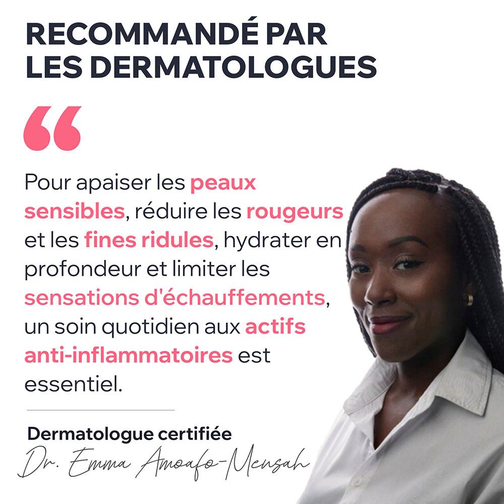 Femme avec texte. Recommandé par les dermatologues. Citation.