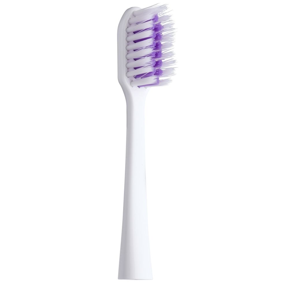 Achterkant van een blisterverpakking met een GUM Sonic Ortho opzetborstel, met productinformatie.