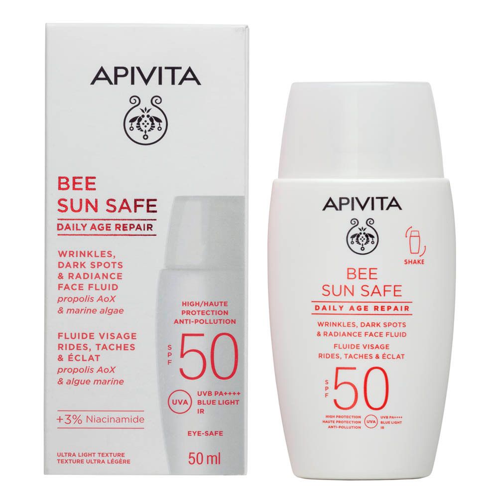 Achterkant witte fles. Meertalige tekst. 50 ml. 100% gerecycled plastic.