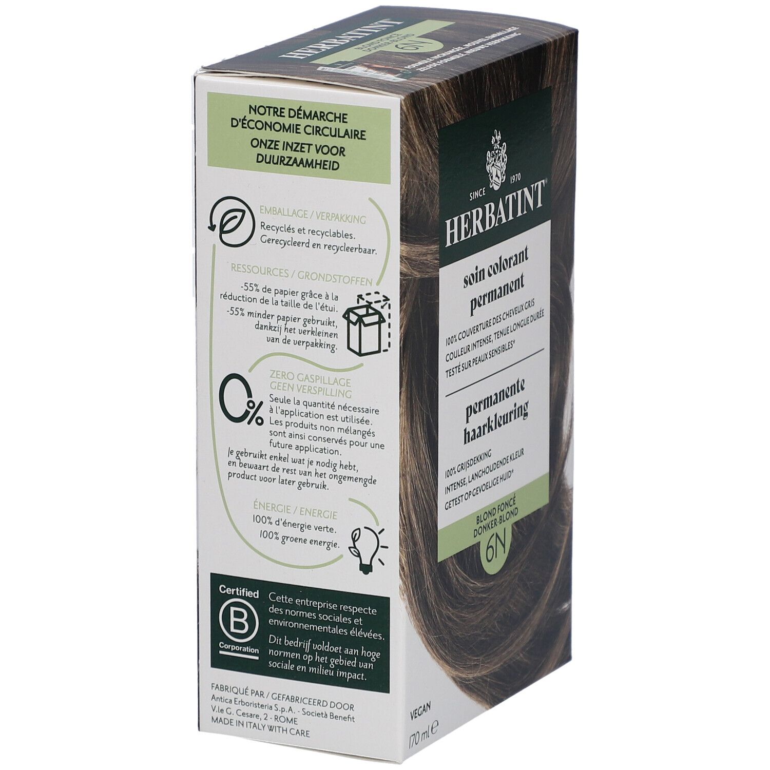 Herbatint Permanente Haarkleuring 6N Donkerblond