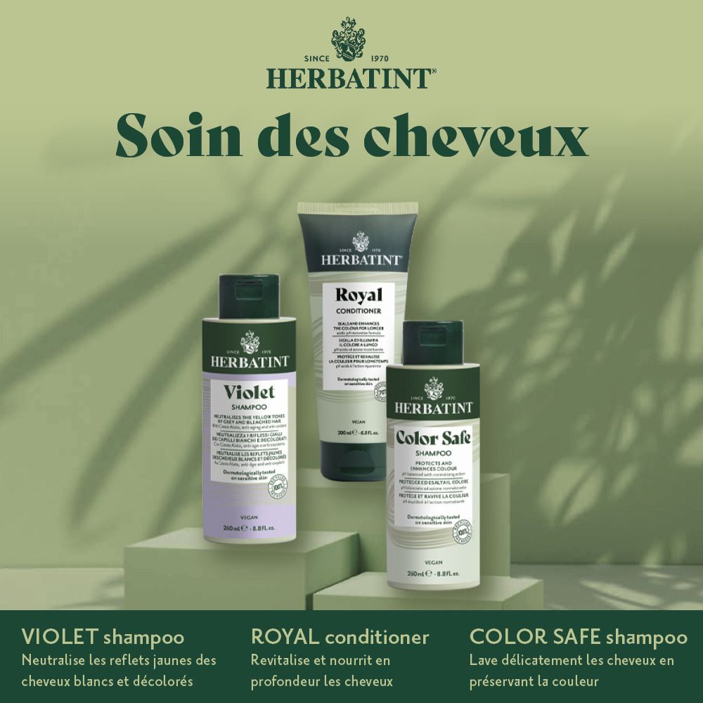 8 extraits végétaux. Aloe vera, Hamamélis, Bouleau blanc, Rhubarbe, Mousse de prairie, Quinquina, Échinacée, Brou de noix.