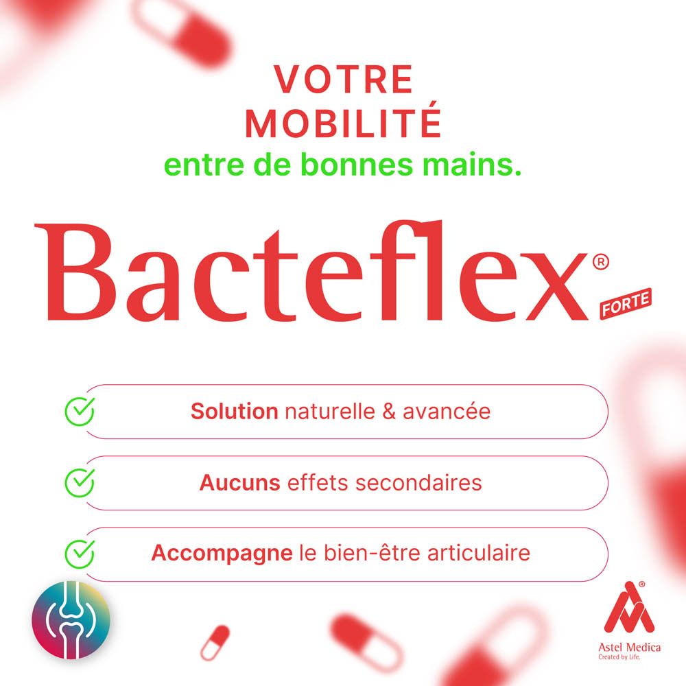 Bacteflex Forte boîte pour articulations, muscles et tendons, 32 capsules.