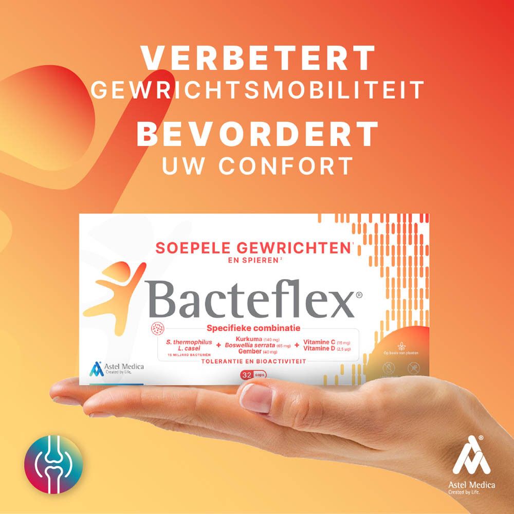 Bacteflex Forte verpakking voor gewrichten, spieren en pezen.