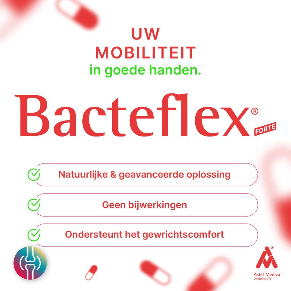 Bacteflex Forte verpakking voor gewrichten, spieren en pezen.