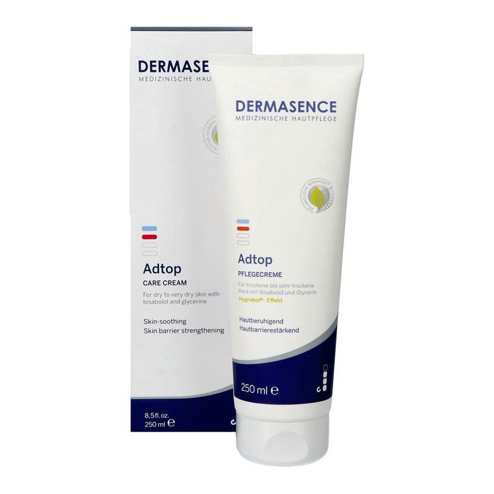 Tube et emballage de crème. Inscription: Dermasence Adtop Care Cream. 250 ml.