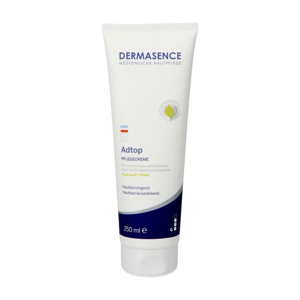Tube de crème. Inscription: Dermasence Adtop Pflegecreme. 250 ml.
