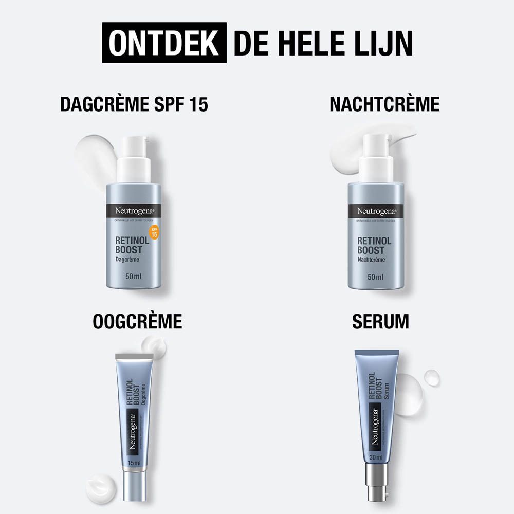 Productlijn: Dagcrème SPF15, nachtcrème, oogcrème, serum. Allemaal in grijze verpakkingen.