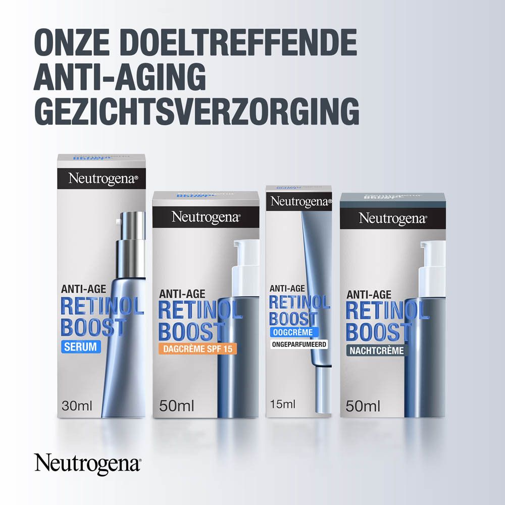 Neutrogena productlijn. Verschillende producten. Merk en productnamen zichtbaar.