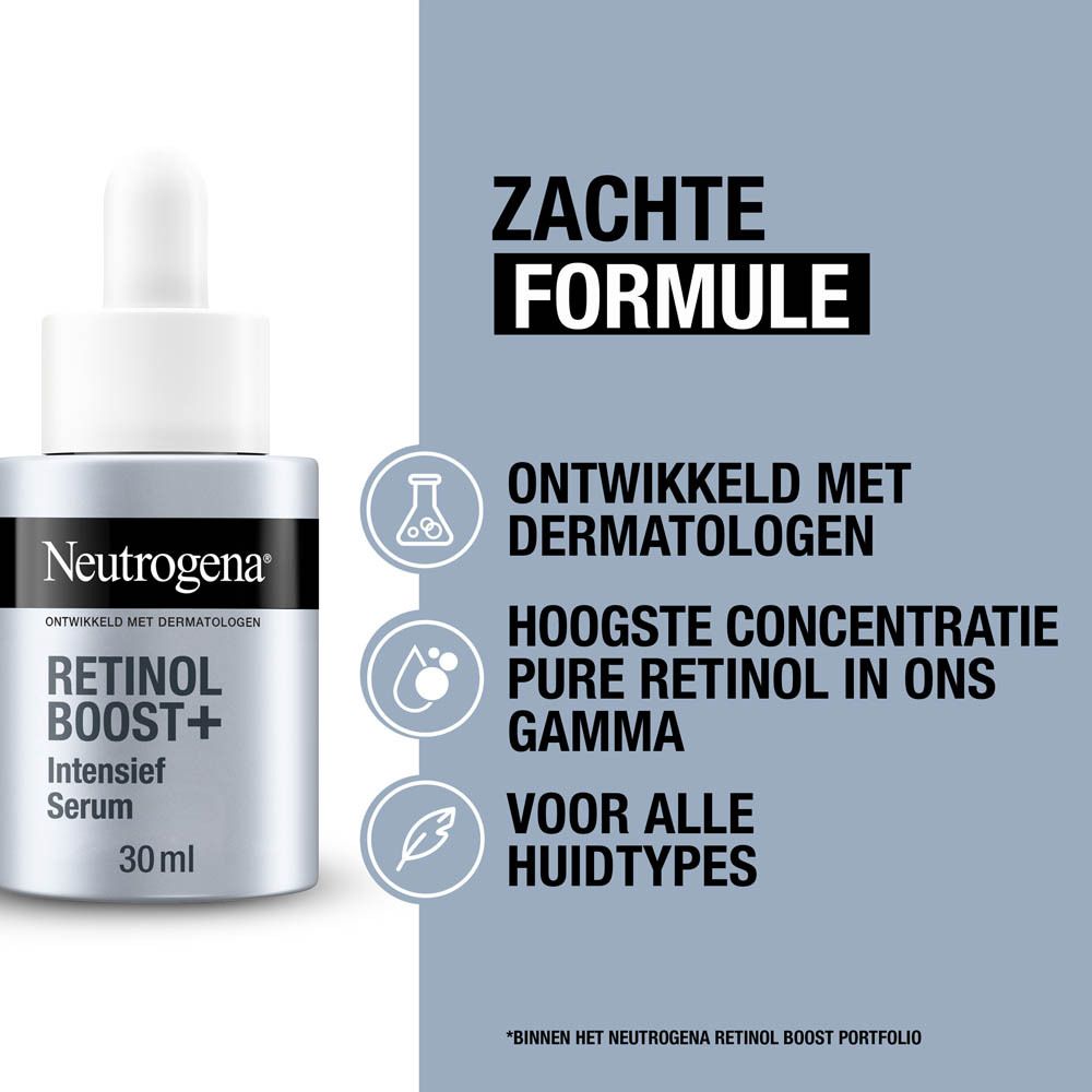 Vrouw wijst naar haar gezicht. Tekst: In 1 week: 81% merkte dat de huid voller en soepeler was. In 4 weken: 88% merkte een gezonde uitziende huid.