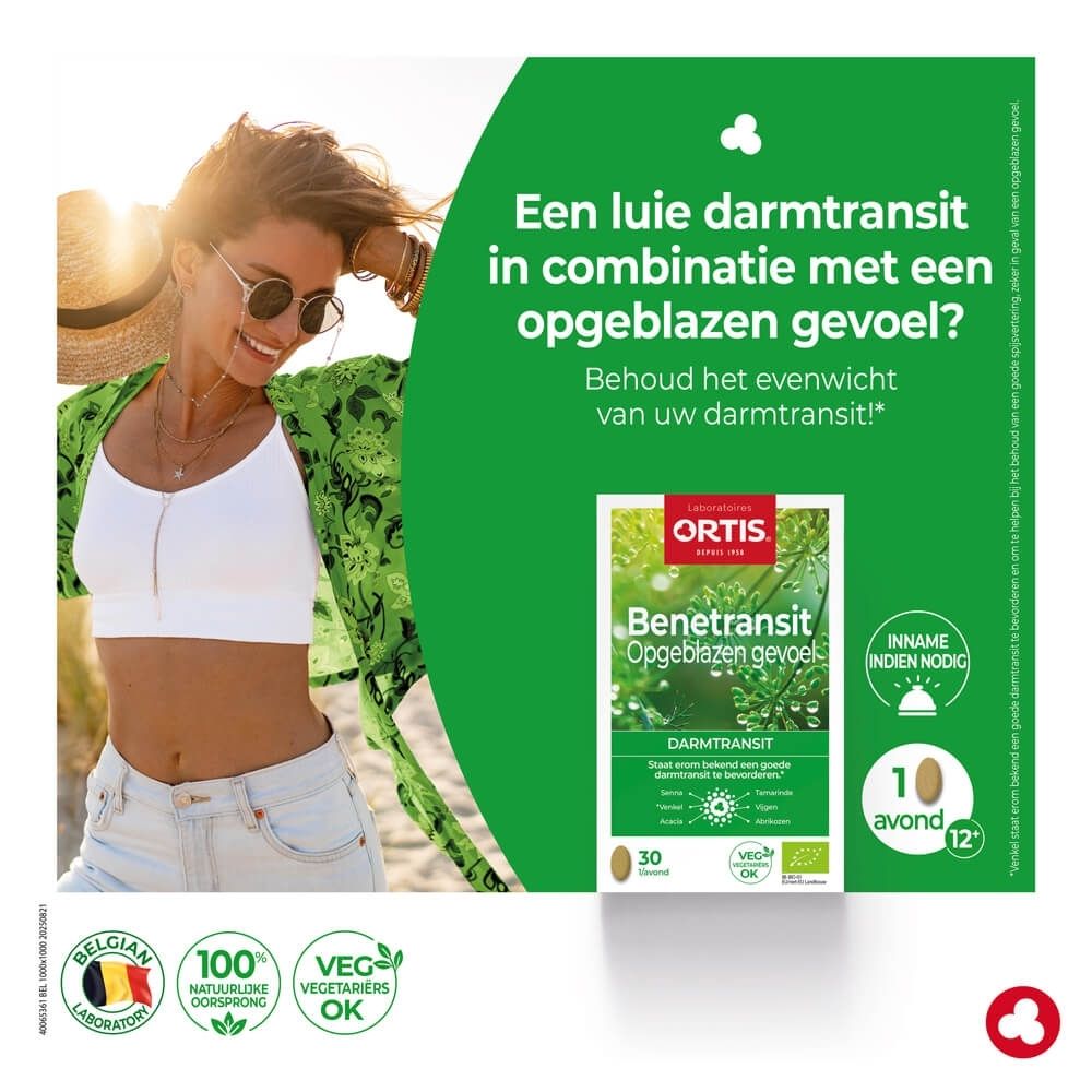 Doos Ortis Benetransit Opgeblazen gevoel met kruiden en druppels.