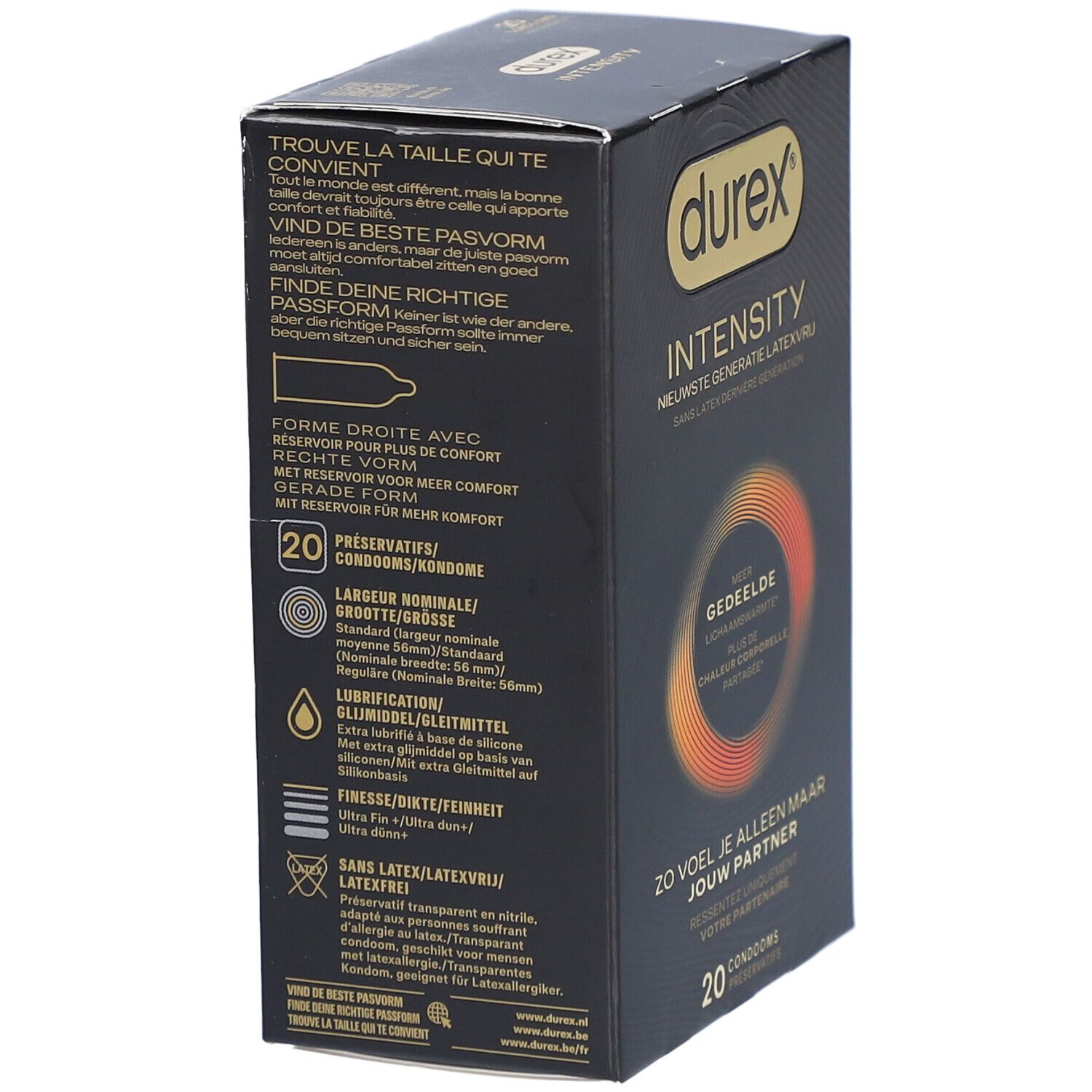 Durex Intensity Préservatifs Masculins | Sans Latex Ultra Fins Ultra Lubrifiés | Plus de Chaleur Corporelle Partagée*