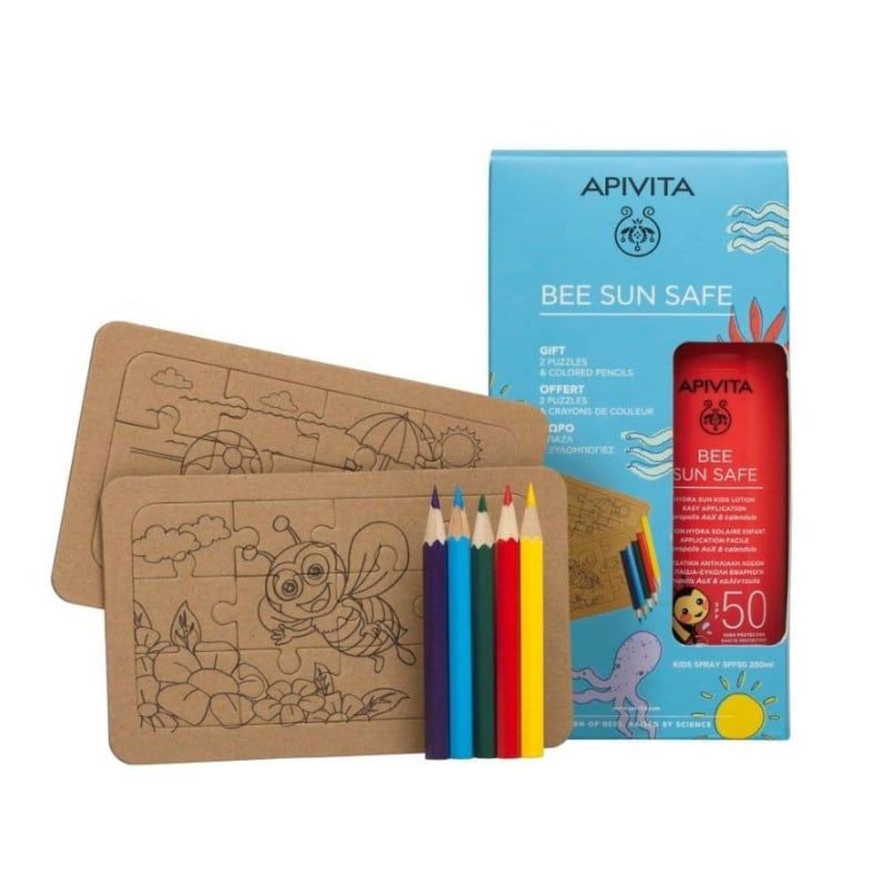 Apivita Bee Sun Safe Hydra Sun Kids Lotion SPF50 & Puzzels & Kleurpotloden