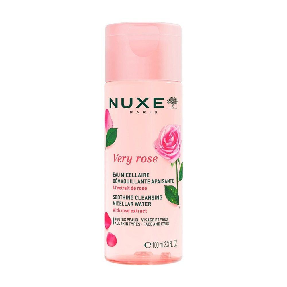 Nuxe Very Rose micellair water fles, 200ml, met rozenblaadjes.