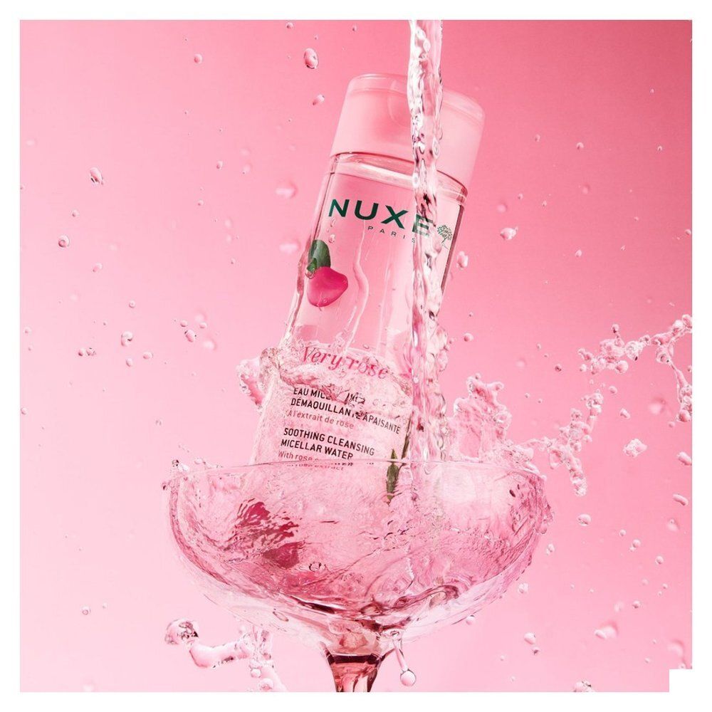 Nuxe Very Rose micellair water fles, 200ml, met gedetailleerde belettering.