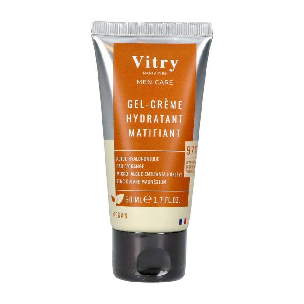 Crèmetube met productnaam en ingrediënten. Bevat 50 ml. Veganistisch. Franse vlag.