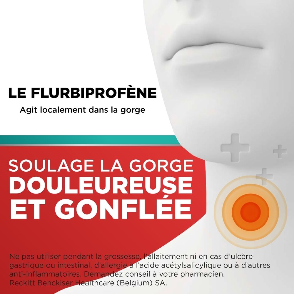 Texte: Nouveau goût: Miel et Eucalyptus. Strepfen Miel & Eucalyptus 8,75 mg pastilles.