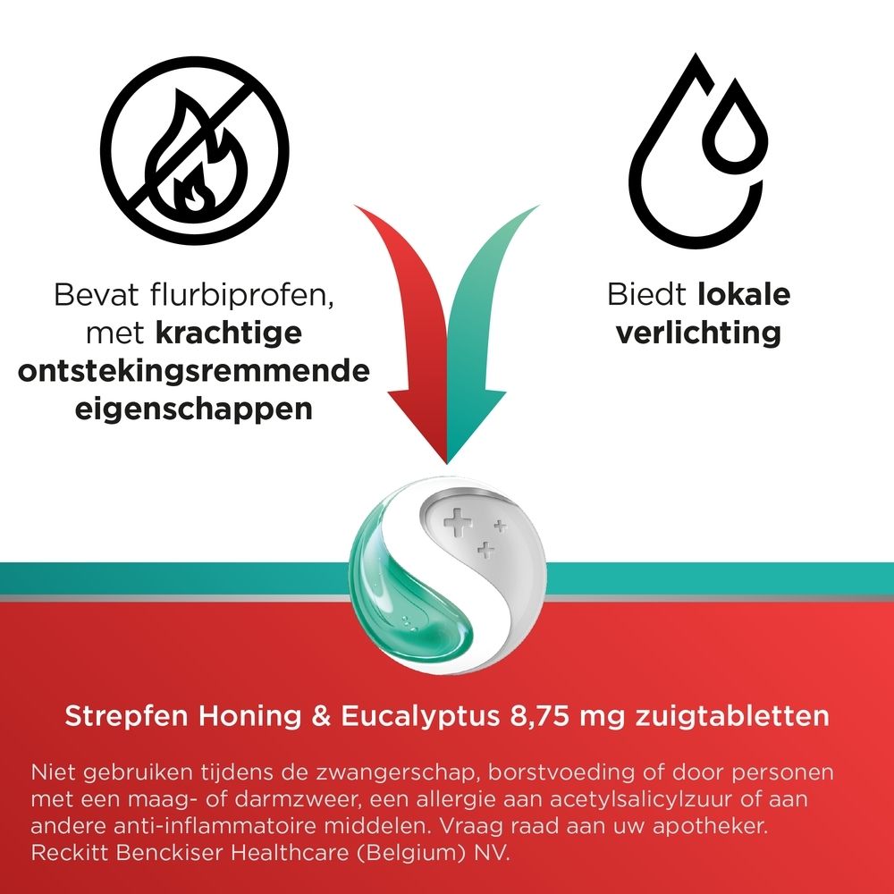 Tekst: Vanaf 2 min, tot 4 uur. Snelle en langdurige verlichting. Strepfen.