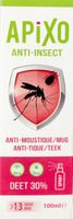 Emballage du produit avec texte: APIXO ANTI-INSECT, DEET 30%.