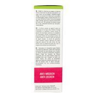 Emballage du produit avec texte et avertissements.