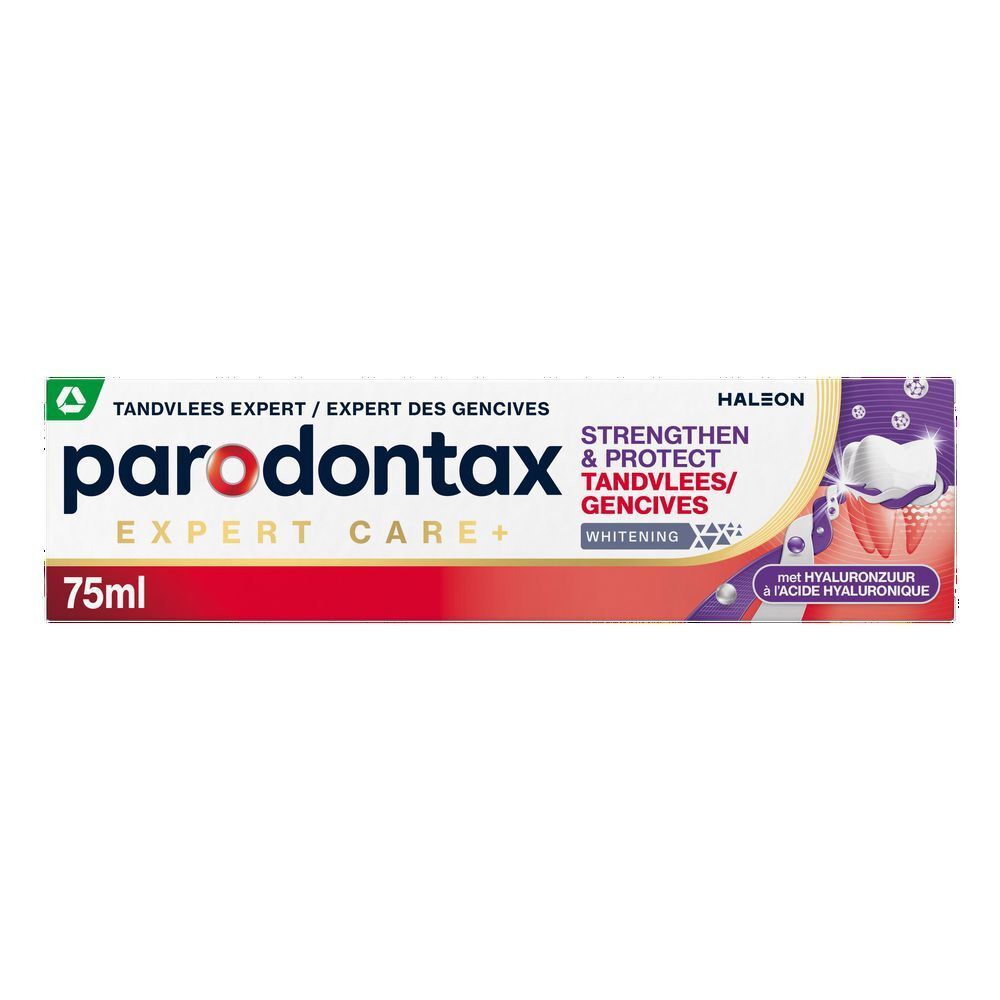 Parodontax tandpastatube. 75ml. Versterkt en beschermt tandvlees. Whitening.