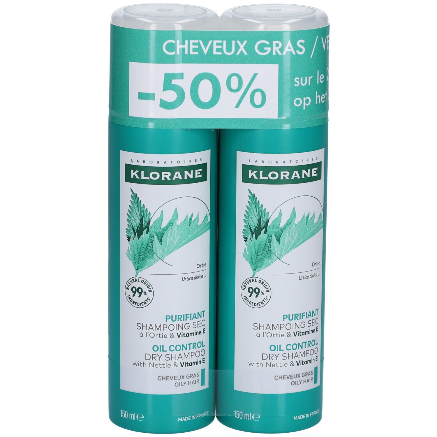 Klorane Zuiverende Droogshampoo met Brandnetel en Vitamine E