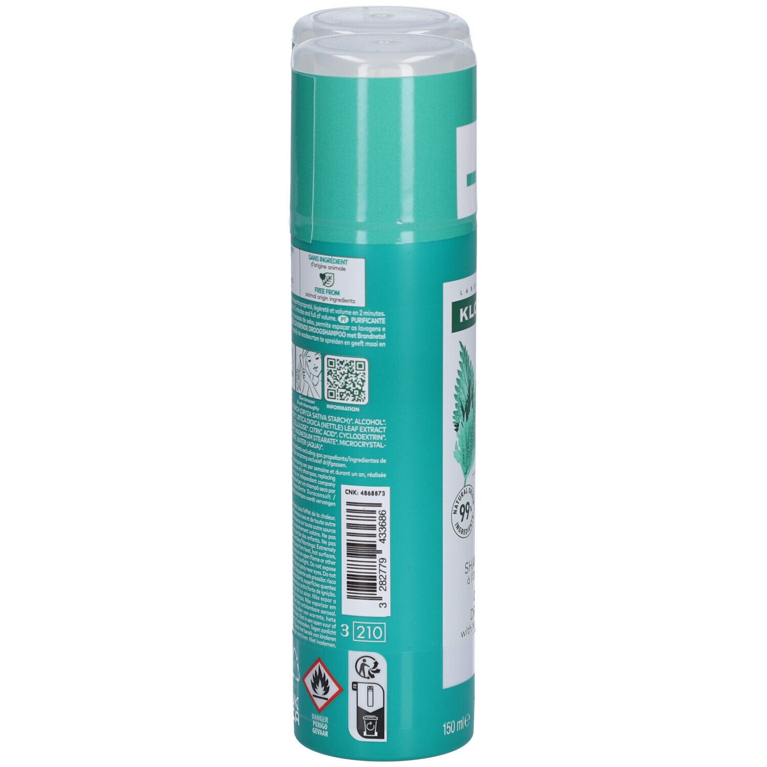 Klorane Zuiverende Droogshampoo met Brandnetel en Vitamine E