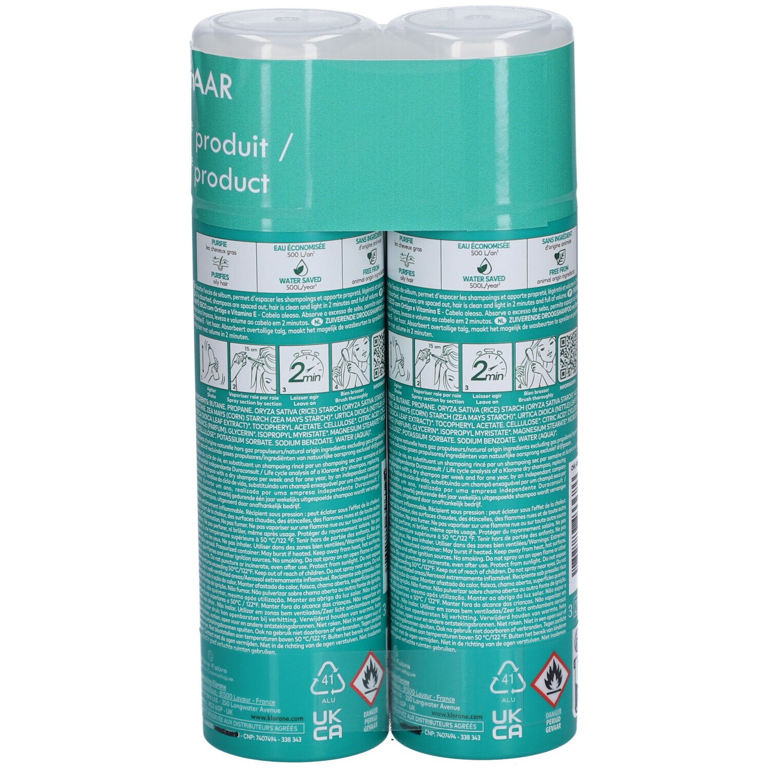Klorane Zuiverende Droogshampoo met Brandnetel en Vitamine E