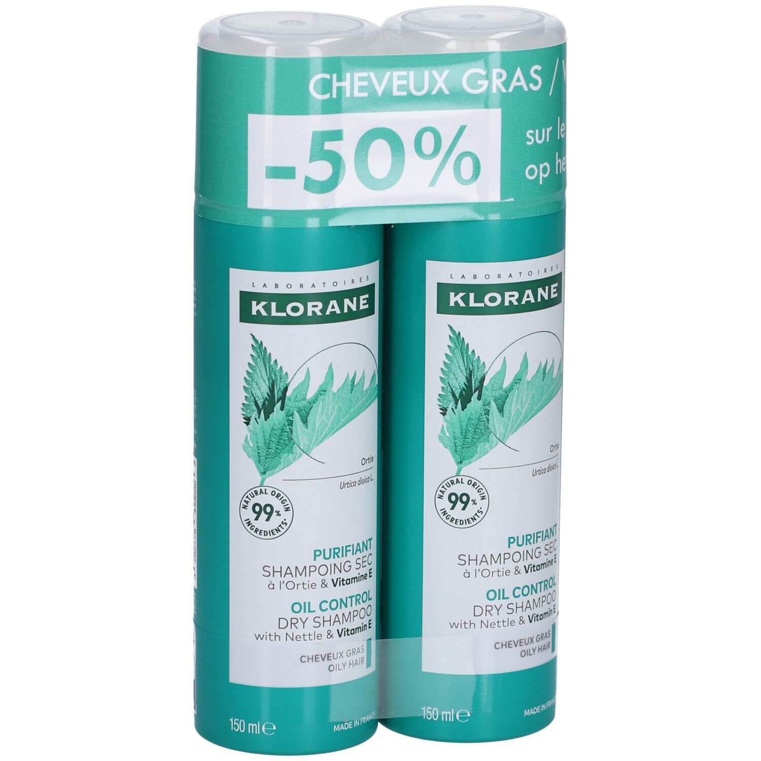 Klorane Zuiverende Droogshampoo met Brandnetel en Vitamine E