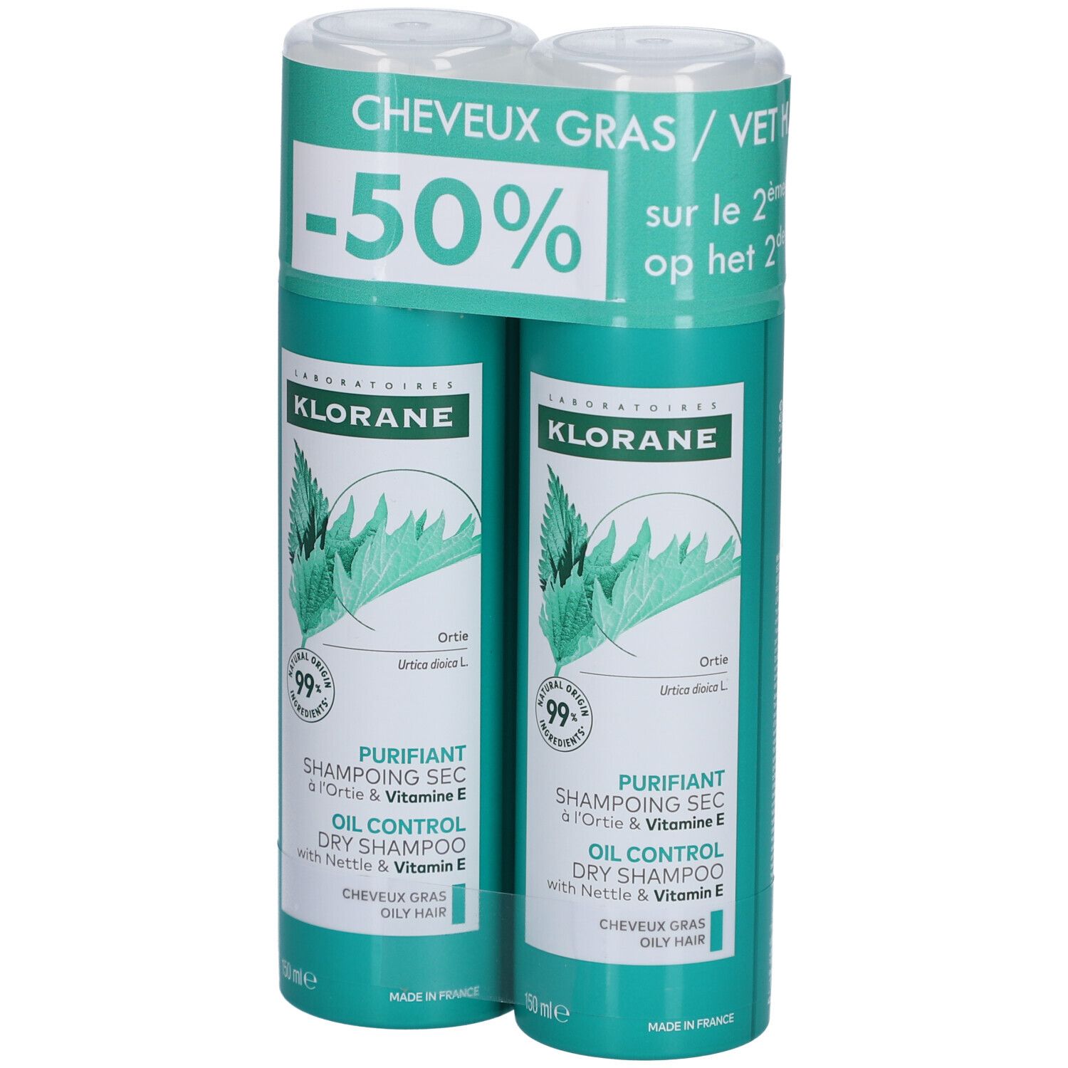 Klorane Zuiverende Droogshampoo met Brandnetel en Vitamine E