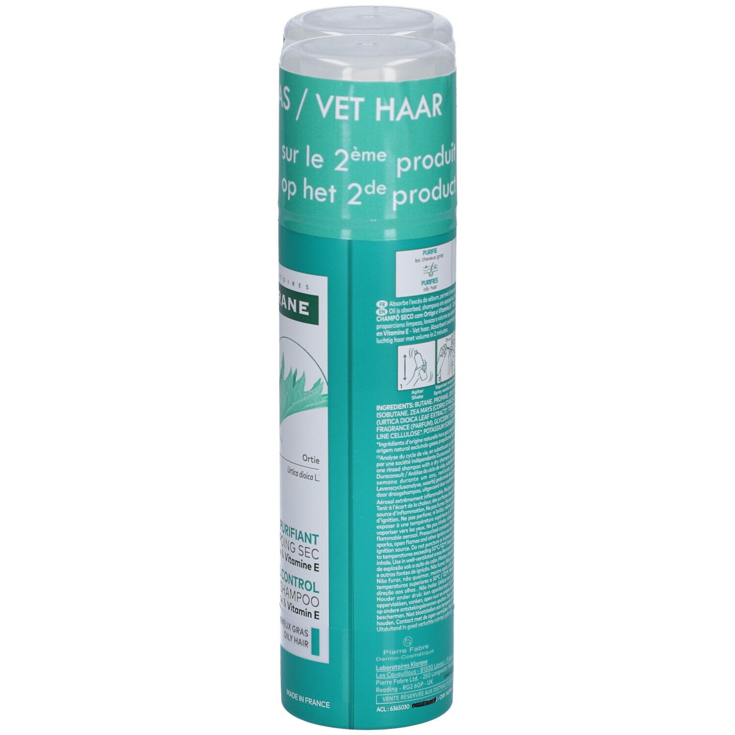 Klorane Zuiverende Droogshampoo met Brandnetel en Vitamine E