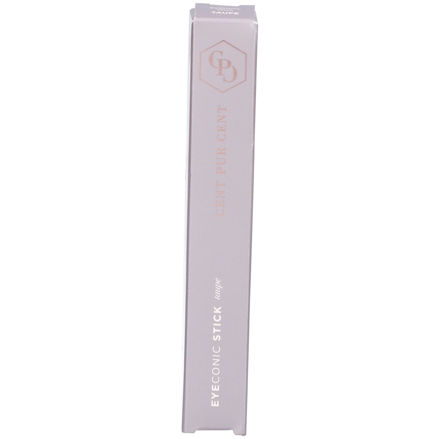 Verpakking met opschrift: EYECONIC STICK Taupe, CENT PUR CENT.