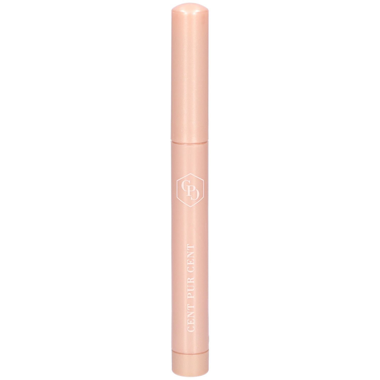 Bâtonnet rose. Inscription : CENT PUR CENT. Logo. Forme cylindrique avec extrémités arrondies.