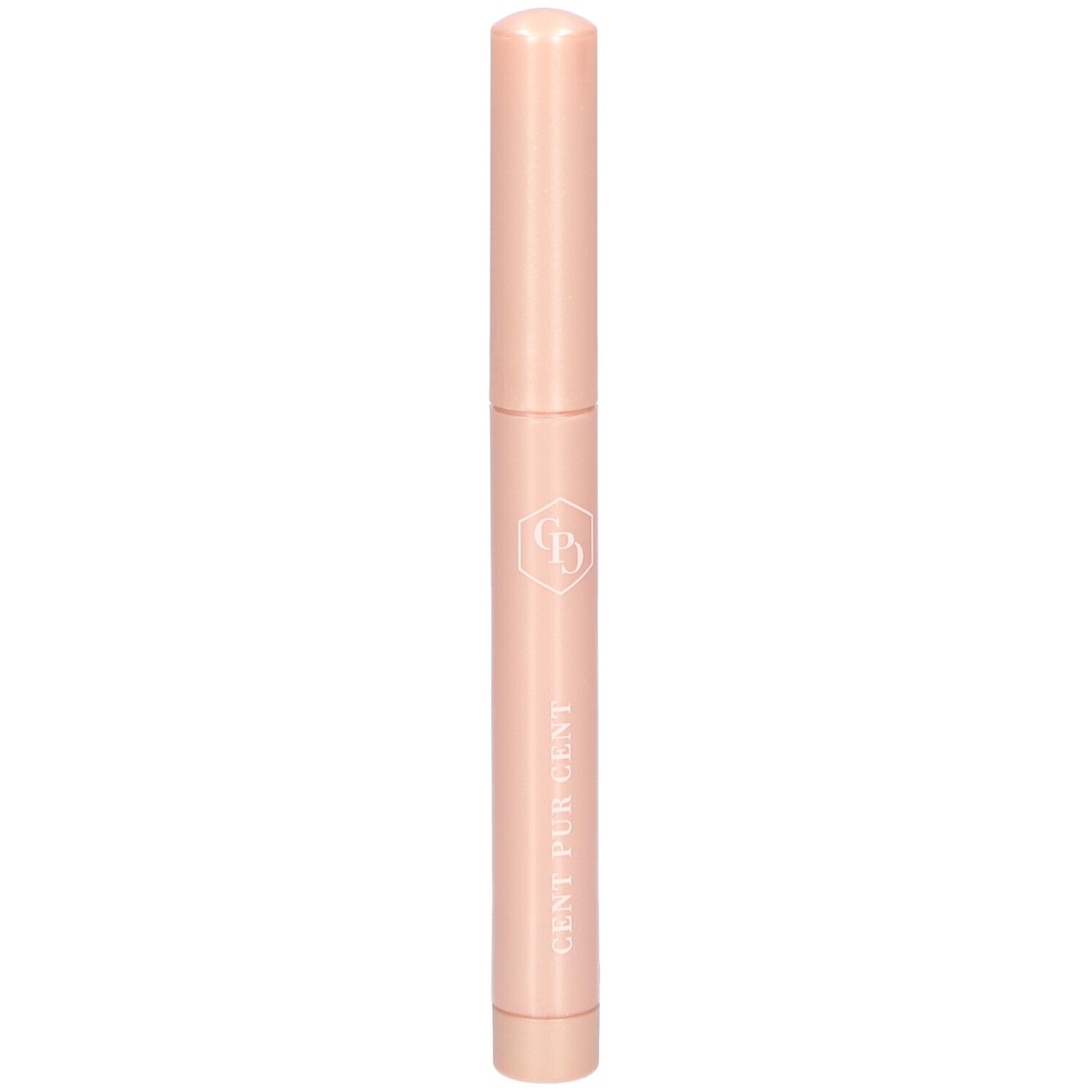 Bâtonnet rose. Inscription : CENT PUR CENT. Logo. Forme cylindrique avec extrémités arrondies.