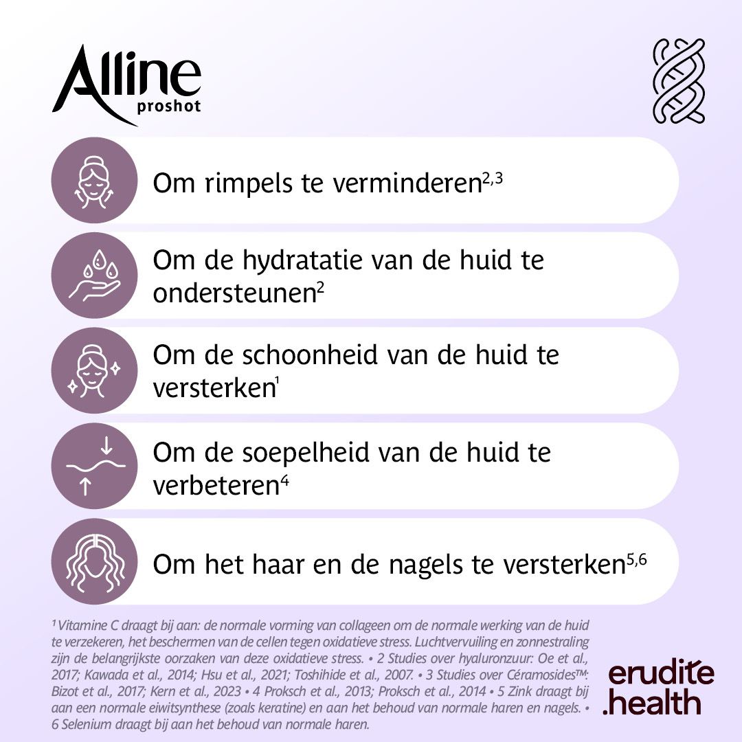 Alline Proshot: Minder rimpels, gladde, gehydrateerde huid.
