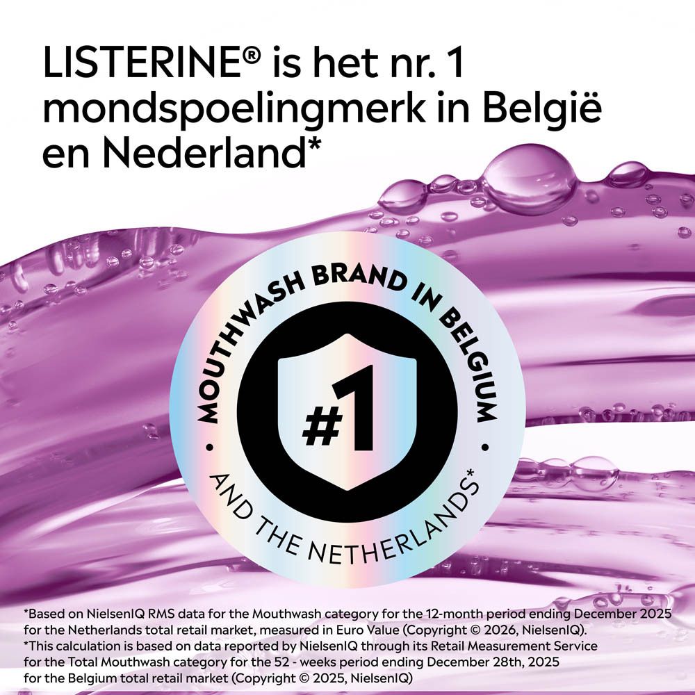 Listerine is het nr. 1 mondwatermerk in België en Nederland.