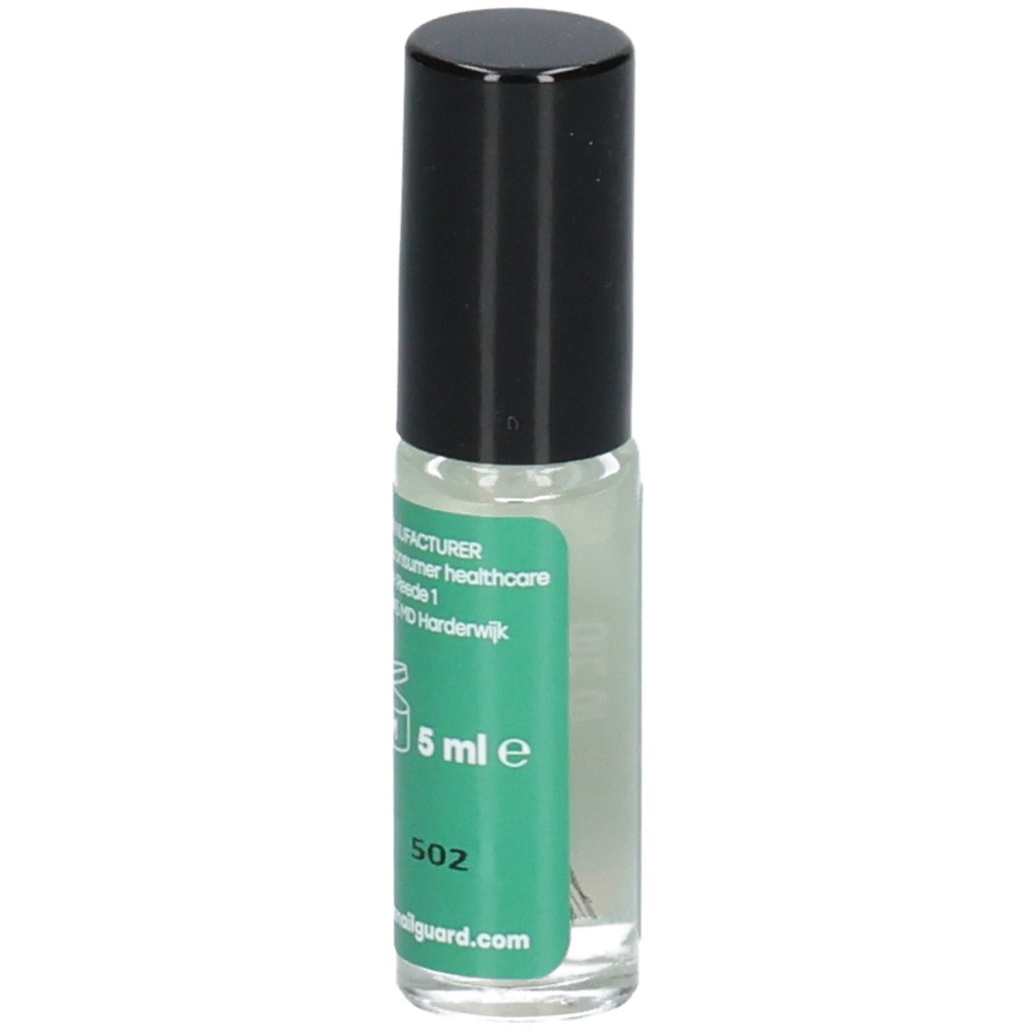 Nagelbeschermingsroller, 5 ml, met fabrikantinformatie en website op het etiket.