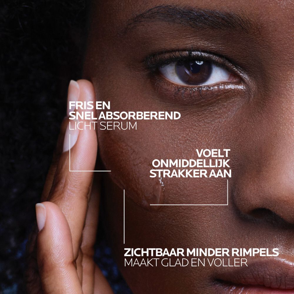 Blauwe fles met pipet. Opschrift: La Roche-Posay, Hyalu B5 Serum Suractivé.