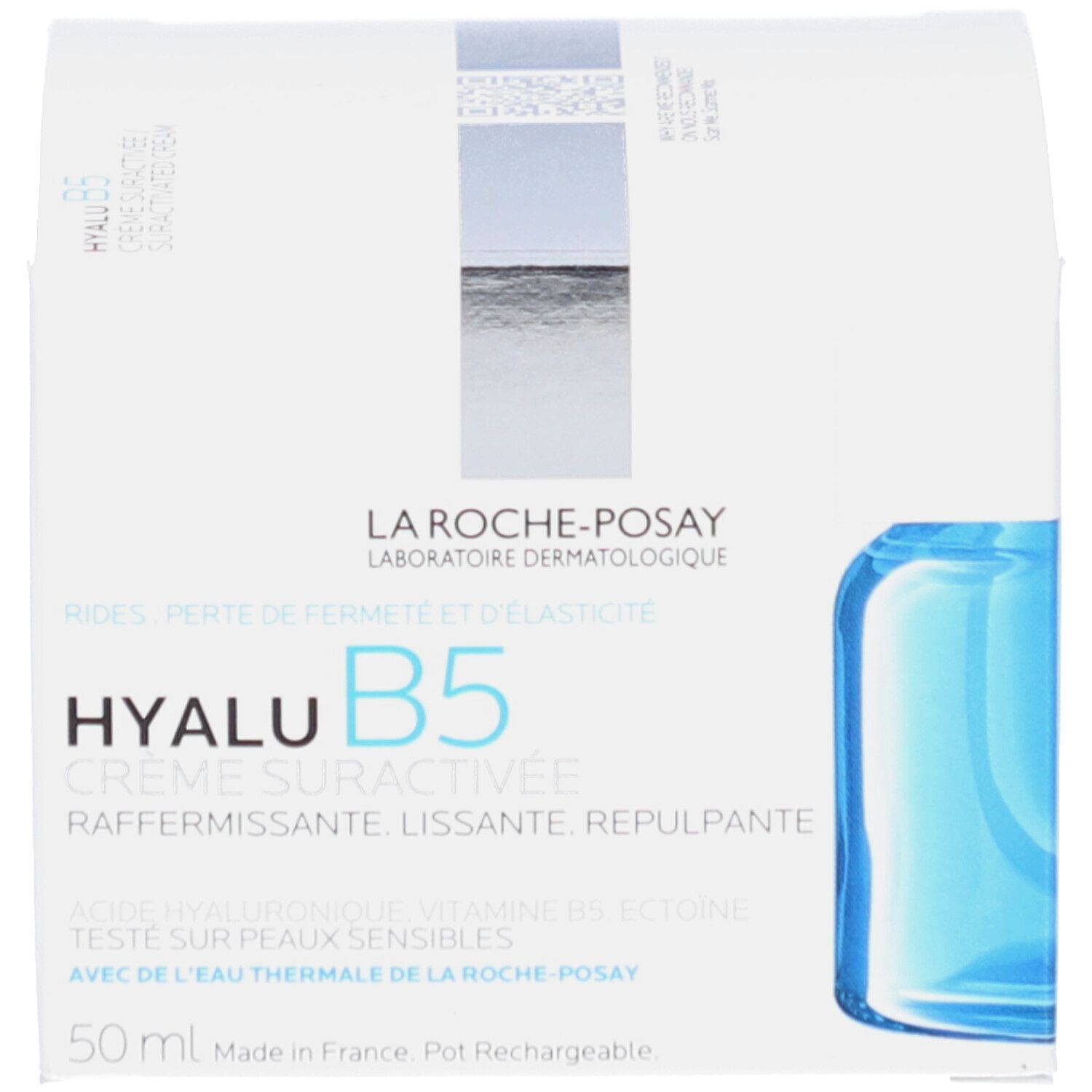 Verpakking. Opschrift: La Roche-Posay, Hyalu B5 Crème Suractivée. 50 ml.