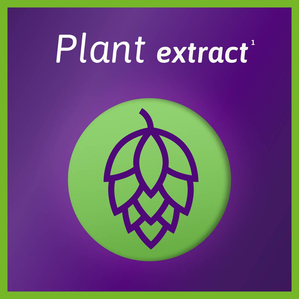Hop-symbool in groene cirkel. Tekst: Plant extract.