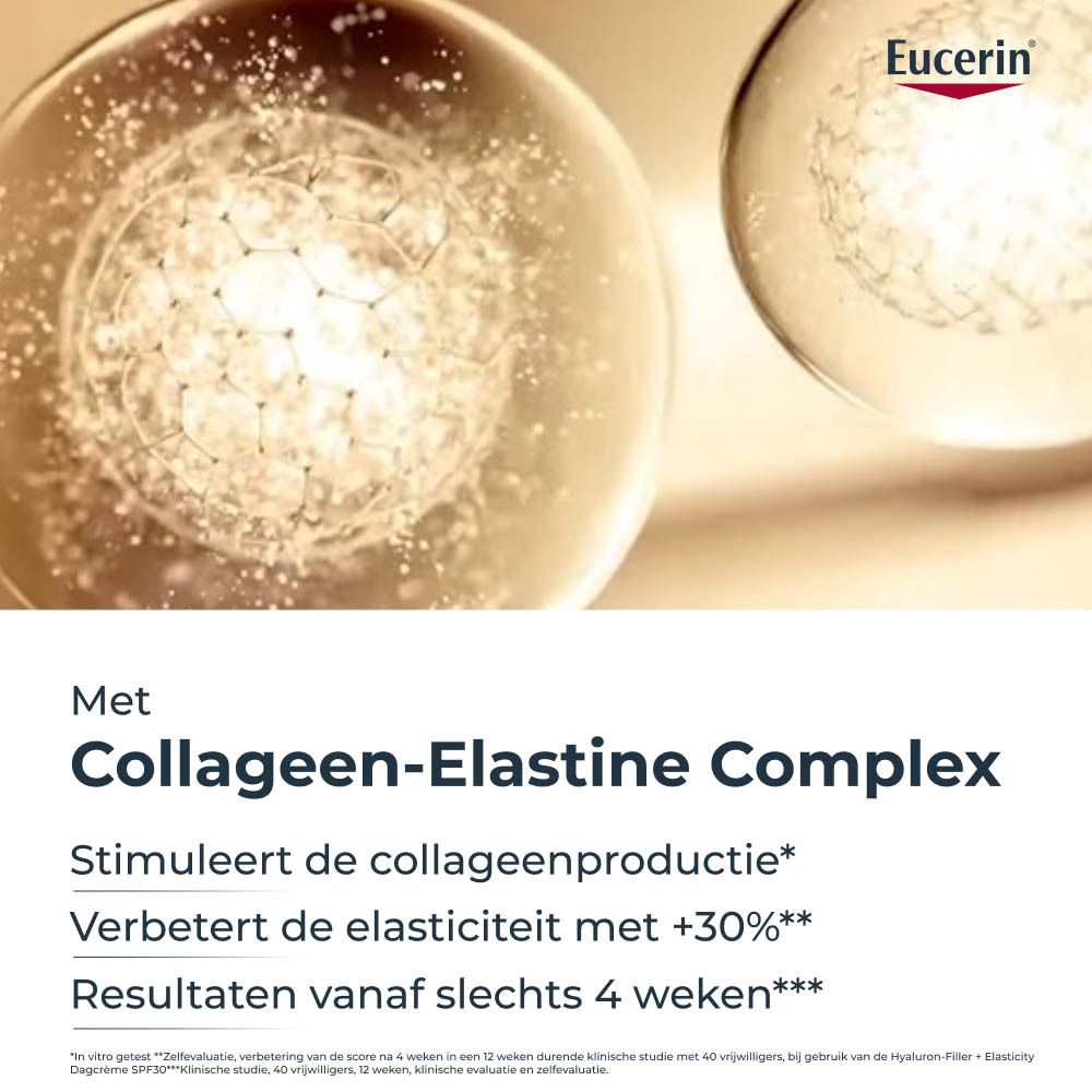 Close-up van bollen. Tekst: Collageen-Elastine Complex. Resultaten vanaf slechts 4 weken.